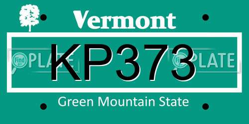 KP373 Vermont License Plate