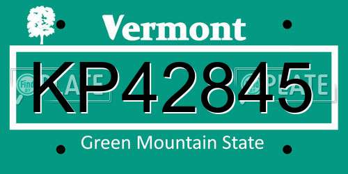KP42845 Vermont License Plate