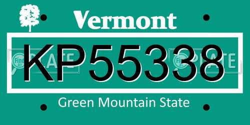 KP55338 Vermont License Plate
