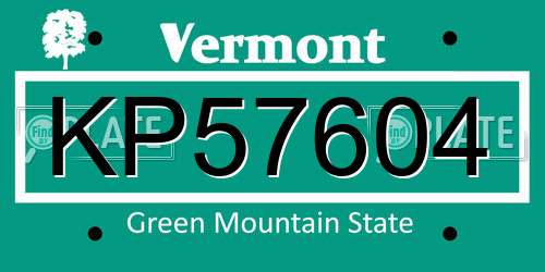 KP57604 Vermont License Plate