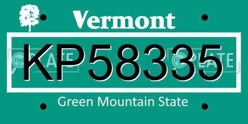 KP58335 Vermont License Plate