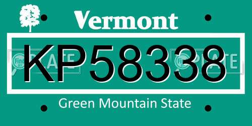 KP58338 Vermont License Plate