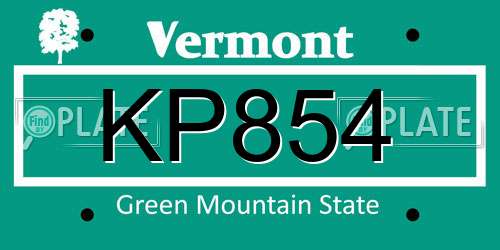 KP854 Vermont License Plate