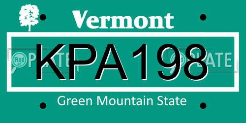KPA198 Vermont License Plate