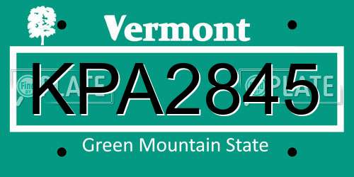 KPA2845 Vermont License Plate