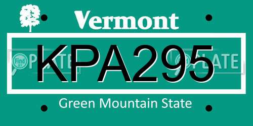 KPA295 Vermont License Plate