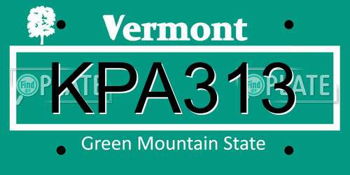 KPA313 Vermont License Plate