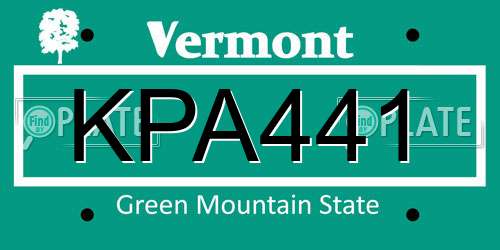 KPA441 Vermont License Plate