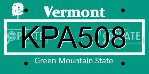 KPA508 Vermont License Plate