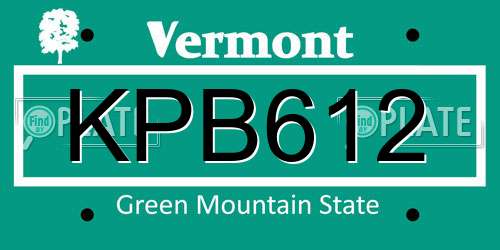 KPB612 Vermont License Plate