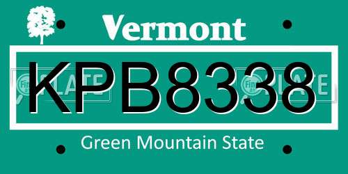 KPB8338 Vermont License Plate