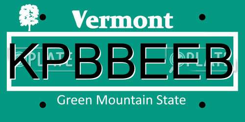 KPBBEEB Vermont License Plate