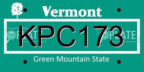 KPC173 Vermont License Plate