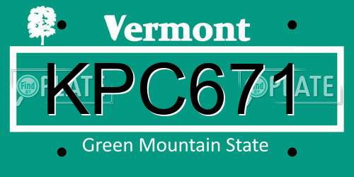 KPC671 Vermont License Plate