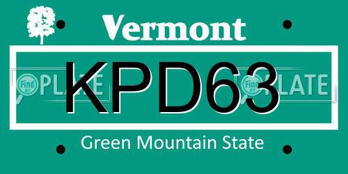 KPD63 Vermont License Plate