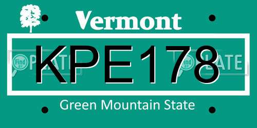 KPE178 Vermont License Plate