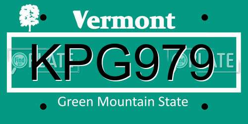 KPG979 Vermont License Plate