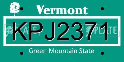 KPJ2371 Vermont License Plate