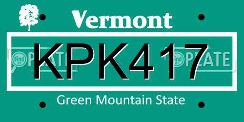 KPK417 Vermont License Plate