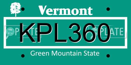 KPL360 Vermont License Plate