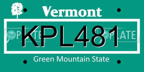 KPL481 Vermont License Plate