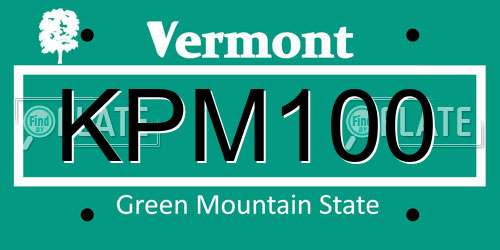 KPM100 Vermont License Plate