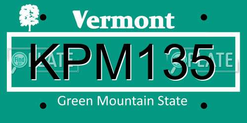 KPM135 Vermont License Plate