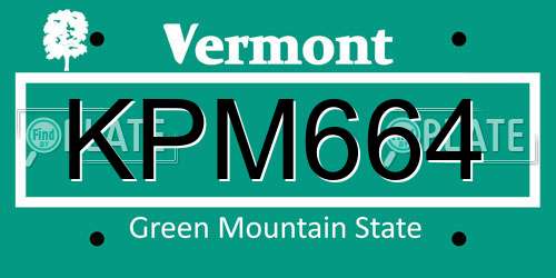 KPM664 Vermont License Plate