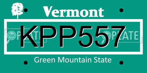 KPP557 Vermont License Plate