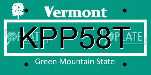 KPP58T Vermont License Plate