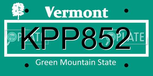 KPP852 Vermont License Plate