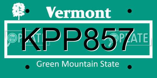 KPP857 Vermont License Plate
