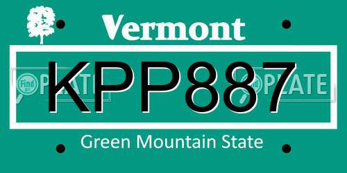 KPP887 Vermont License Plate