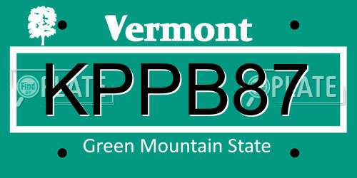 KPPB87 Vermont License Plate