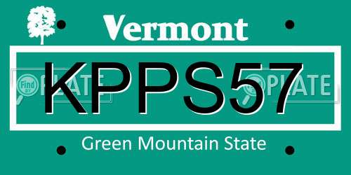 KPPS57 Vermont License Plate