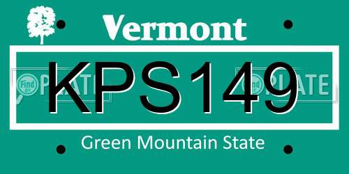 KPS149 Vermont License Plate