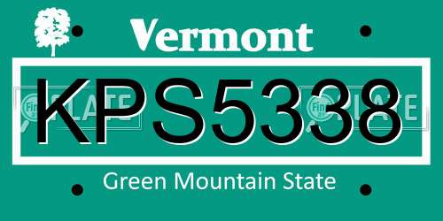KPS5338 Vermont License Plate
