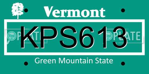 KPS613 Vermont License Plate