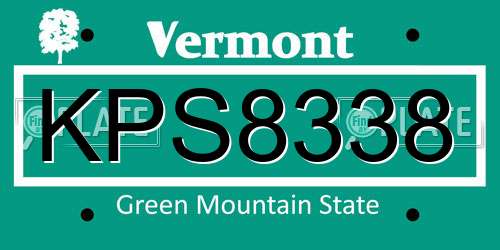 KPS8338 Vermont License Plate
