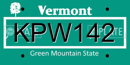 KPW142 Vermont License Plate