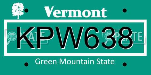 KPW638 Vermont License Plate