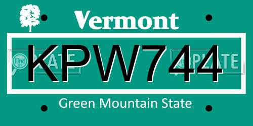 KPW744 Vermont License Plate
