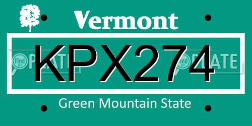 KPX274 Vermont License Plate