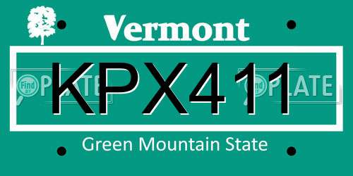 KPX411 Vermont License Plate