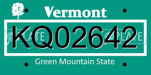 KQ02642 Vermont License Plate