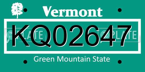 KQ02647 Vermont License Plate