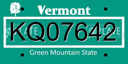 KQ07642 Vermont License Plate