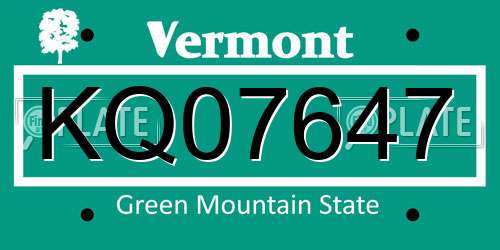 KQ07647 Vermont License Plate