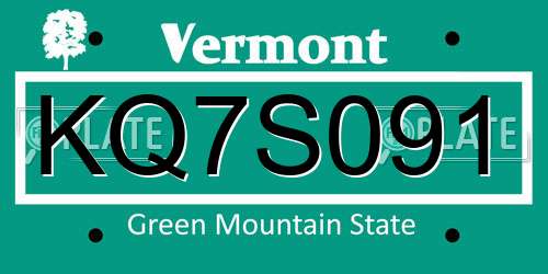 KQ7S091 Vermont License Plate