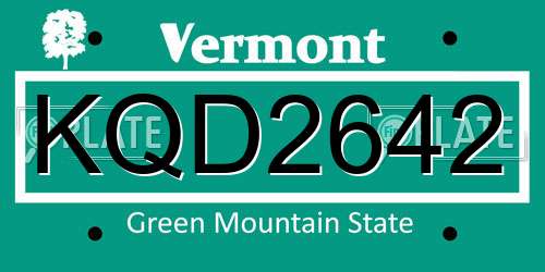KQD2642 Vermont License Plate